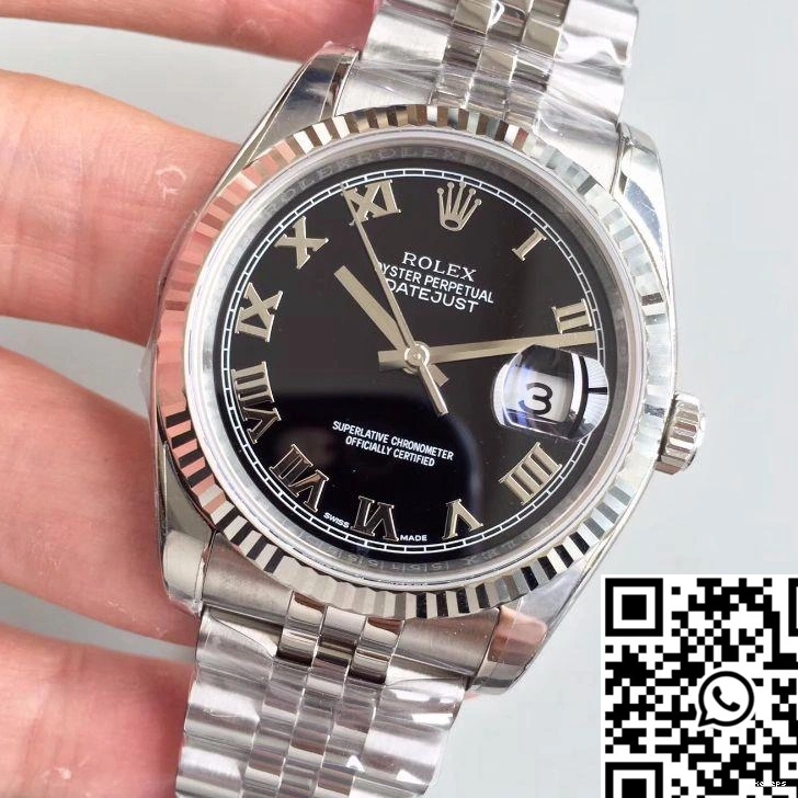 116334 Black 41MM Factory Datejust Rolex Dial EW 0817